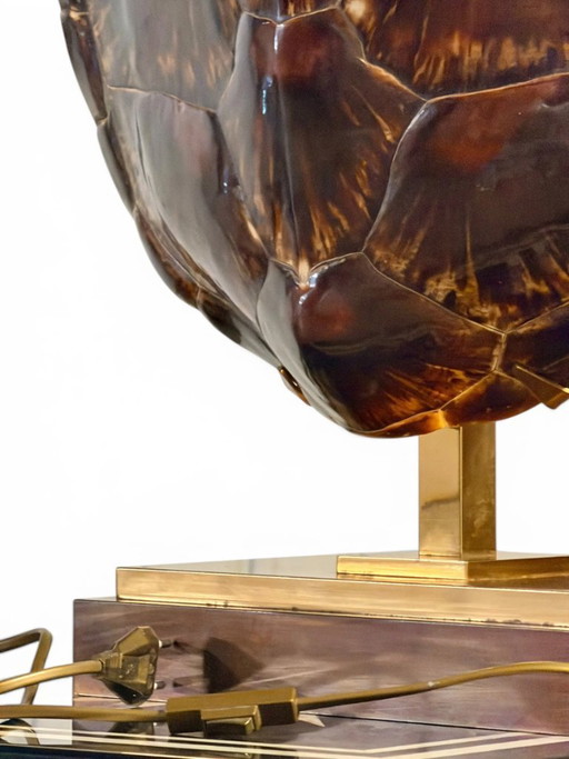 Monumental Tortoise Shell & Brass Lamp by Maison Jansen (1960s/1970s)
