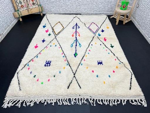 Handgemaakt wit Marokkaans tapijt 3x2m: gepersonaliseerd Berber tapijt