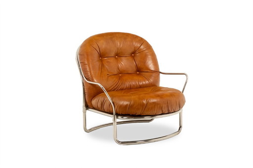 Carlo Di Carli. Leather and metal armchair. 1970s