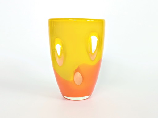 Vintage Glasvase | mundgeblasener Votivhalter | Space Age Germany