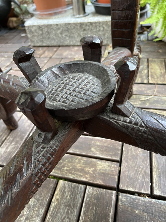 Elephant side table, solid wood, inlay work, circa 1920 (photo 11 of 11)