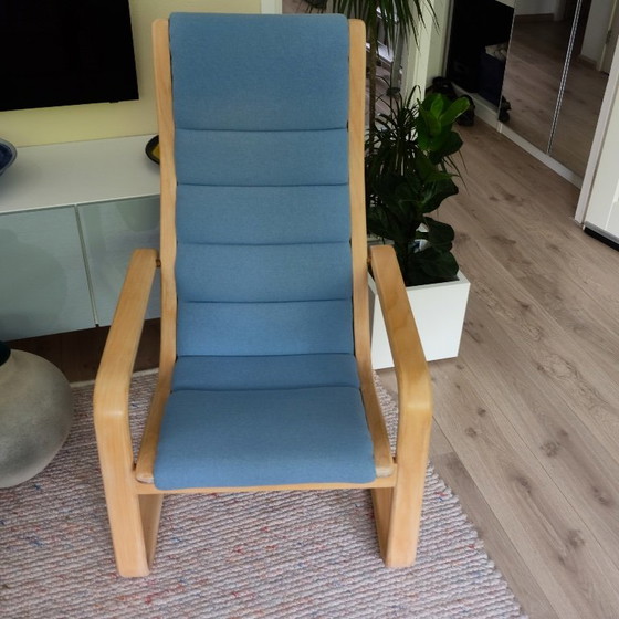 Zweedse Ekstrom Lamello fauteuil – Textile, Wood (photo 3 of 7)