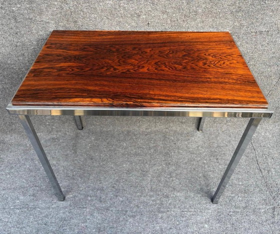 Ensemble de Tables d'appoint du fabricant Pastoe conçu par Cees Braakman, Bois, Chrome, Marron (photo 9 sur 11)