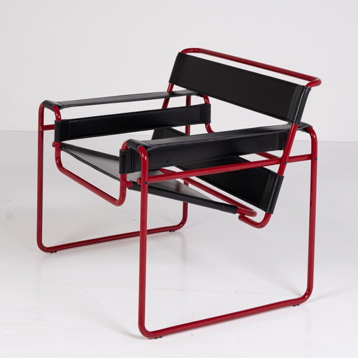 Knoll Wassily B3 Rouge Matte-New-Unused Series 2024 In Black Leather By Marcel Breuer