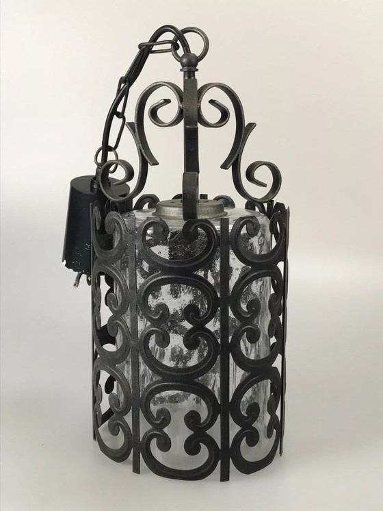 Image 1 of Lampada da soffitto anni '60 e '70 in metallo e vetro, design spaziale