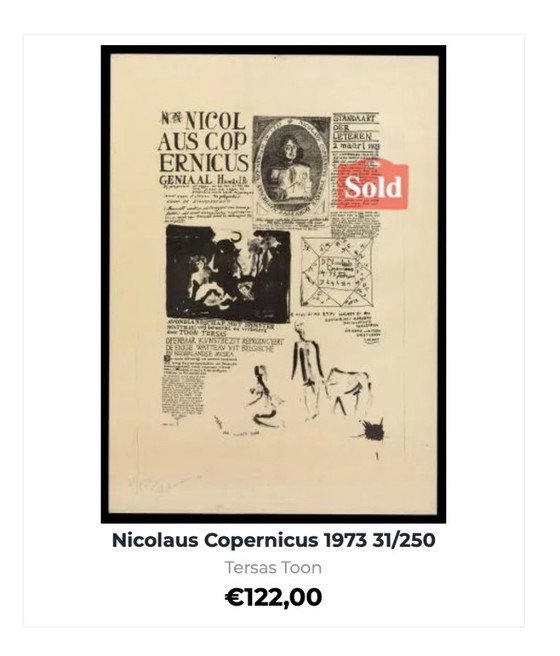 Image 1 of b/w lithograph "Nicolaus Copernicus" by Toon Tersas (1973)