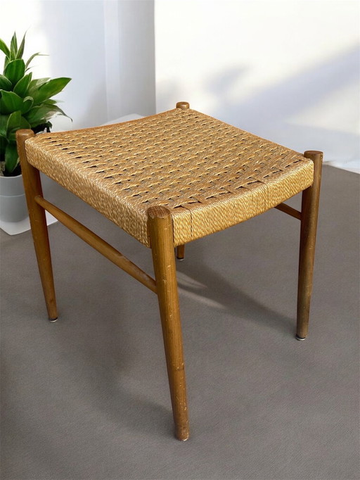 Scandinavian Vintage Stool - Wood & Rope - 50s/60s