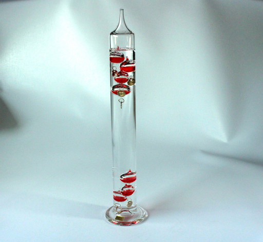 Xl Grote Galileo Thermometer - Handgemaakt - Mondgeblazen - Glas/Metaal - Vintage