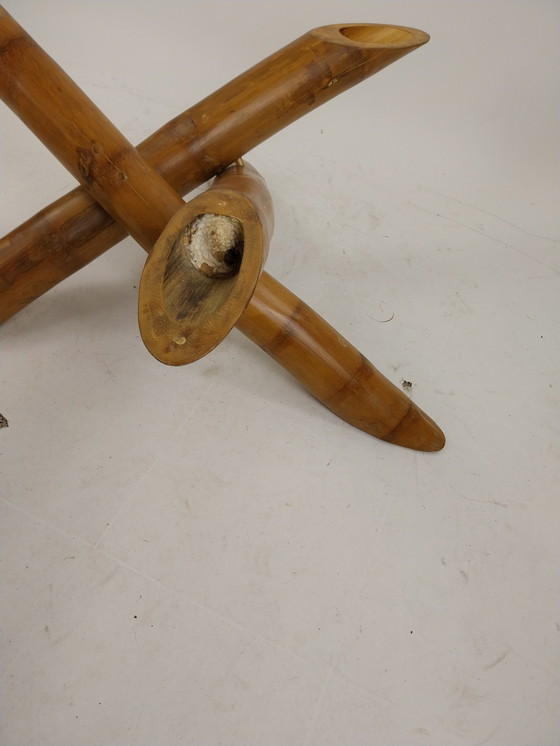 Image 1 of 1 x bamboe en glad salontafel 1970's 107 x 38cm 