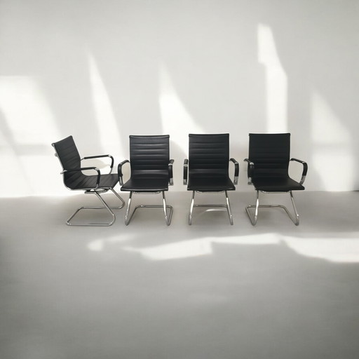 4 x Visitor chairs/office chairs black-chrome