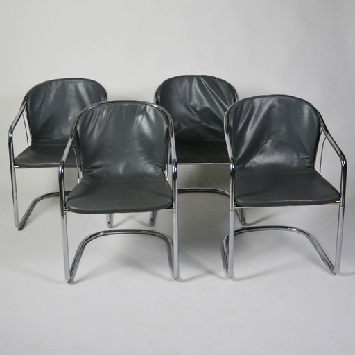 4 Gastone Rinaldi 70er Stoelen Fasem Italien