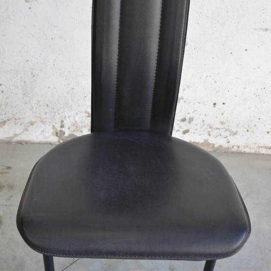 Image 1 of 6 chaises de salle à manger en cuir