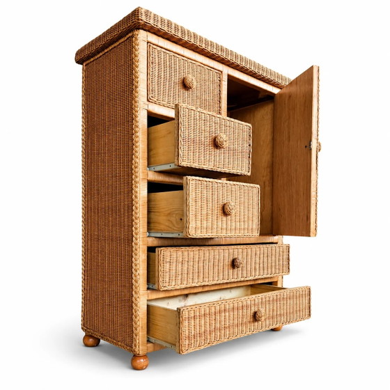 Vintage Wicker Dresser / Chest of Drawers in Boho Chic Coastal Style (photo 2 of 4)
