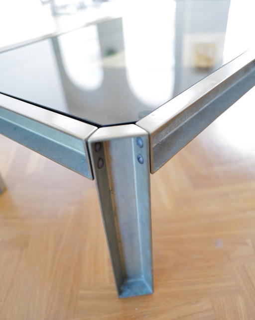 Vintage coffee table with smoked glass top