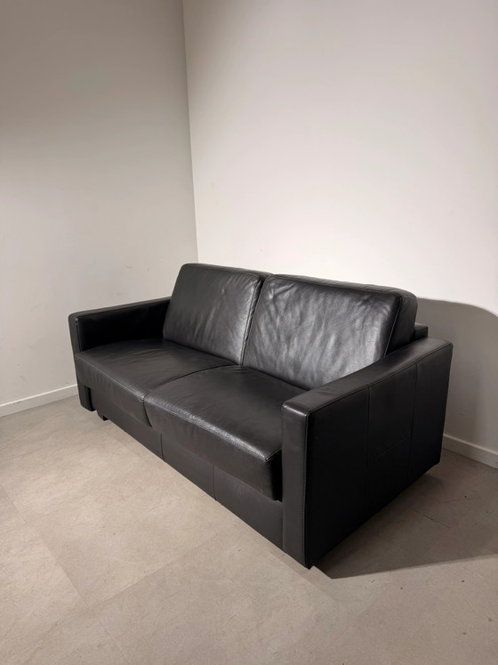 Black Leather 2-Seater Sofa Bed by Linea B (photo 6 of 7)