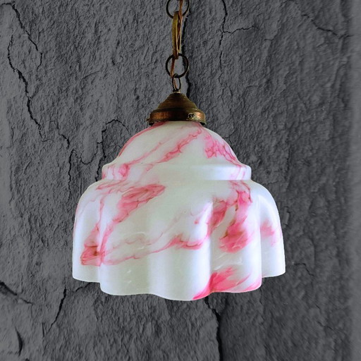 Antique pendant lamp Pink marble motif XXL