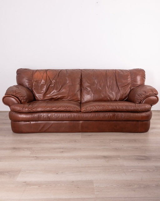 Vintage 70S Sofa in echtem braunen Leder italienisches Design