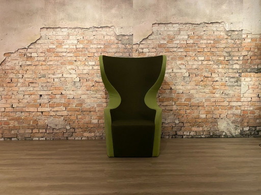Modern green wingback armchair - Fabric | Design