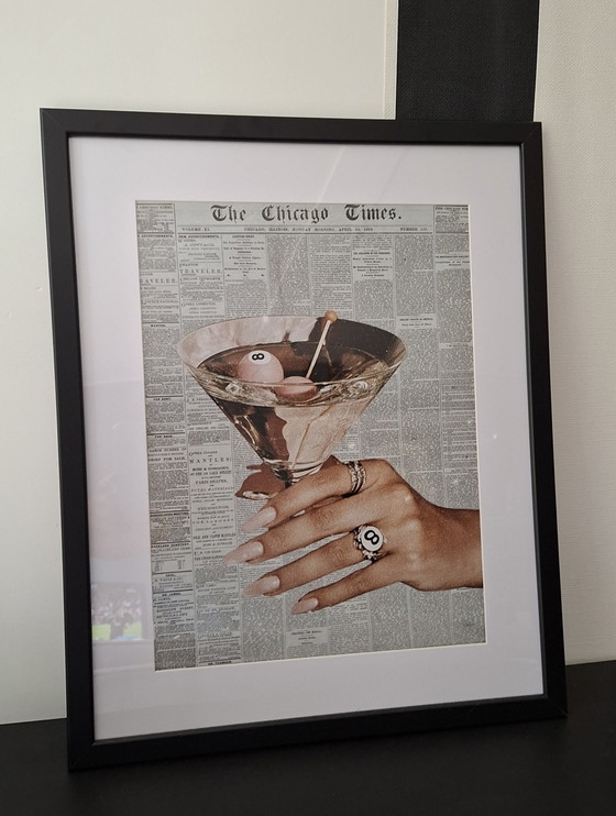 Vintage Ingelijste Print Cocktail Lucky 8. – Giclée Prints, Paper, Plastic (photo 4 of 5)