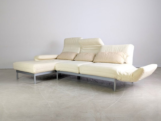 Image 1 of Canapé d'angle Plura original Rolf Benz, cuir beige clair, design crème