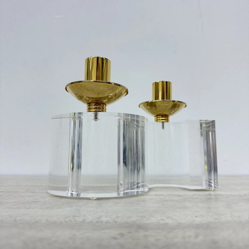 Set van 2 lucite kandelaars, jaren 70