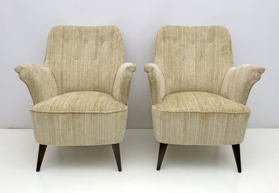 Image 1 of Coppia di poltrone Nino Zoncada in velluto cinigliato di Cassina degli anni '50