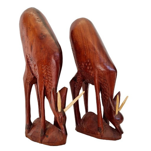 Vintage houten antilopen uit West Afrika