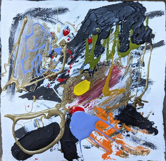 Image 1 of Expressionniste abstrait Original Acrylique Encre Huile Papier par Nigel Waters - Signé et encadré