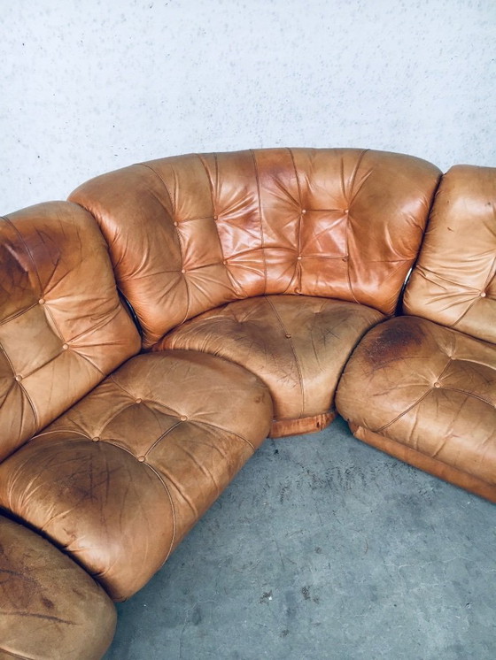 Image 1 of Midcentury Modern Italian Design 'COROLLA' Leather Sectional Sofa by I.P.E. Italy 1970's