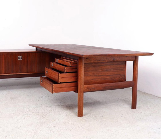 Scrivania Direzionale Vintage con Credenza, Arne Vodder per Sibast, Anni '60, Scrivanie, Legno, Marrone (foto 6 di 15)