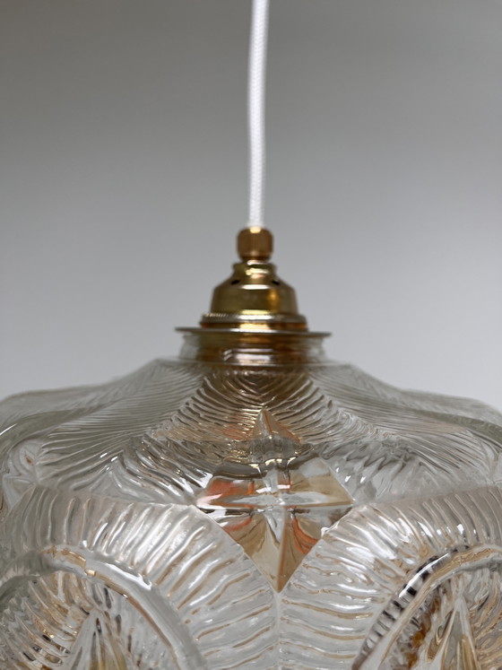 Image 1 of Splendida lampada a sospensione vintage anni '60 in vetro testurizzato