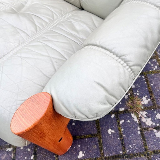Sofa aus Leder und Teakholz von Ekornes Norwegen, 1980er Jahre