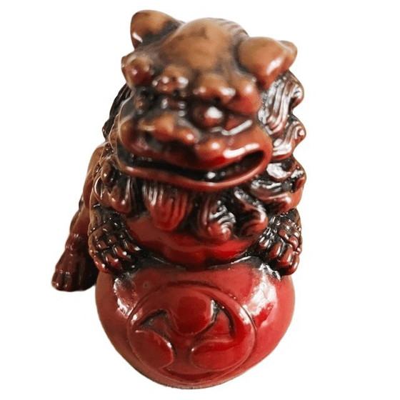 Image 1 of Statuetta vintage cinese di cane Foo, leone guardiano, in resina, anni '70