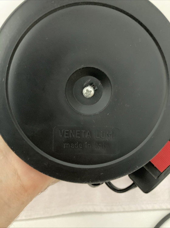 Image 1 of Vintage 80s red bedside lamp and 2 wall lights set, made in Italy