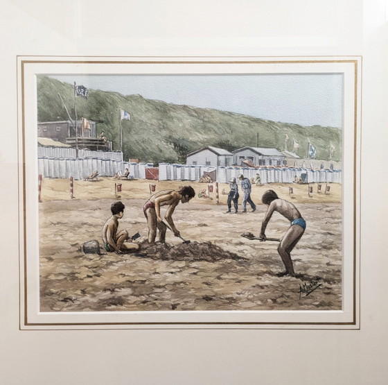 Image 1 of Aquarelle de Aad Mustert 50*45/29.5*23 cm (Art, Peinture)