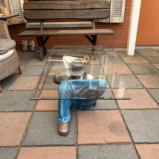 Image 1 of Vintage Jaren '70 Cowboy Saloon Glass table