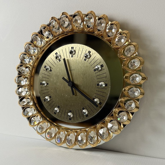 Image 1 of Hollywood regency clock from Junghans, gold and crystal