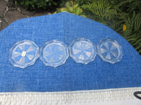 Juego de 4 posavasos de cristal VMC Reims France, posavasos de cristal estilo Crystal, vajilla con diseño de (photo 4 of 9)