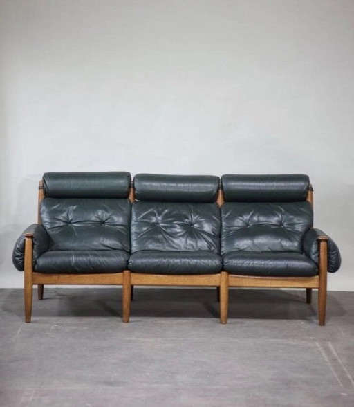 Vintage 1960s Eric Merthen Swedish design sofa in dark green