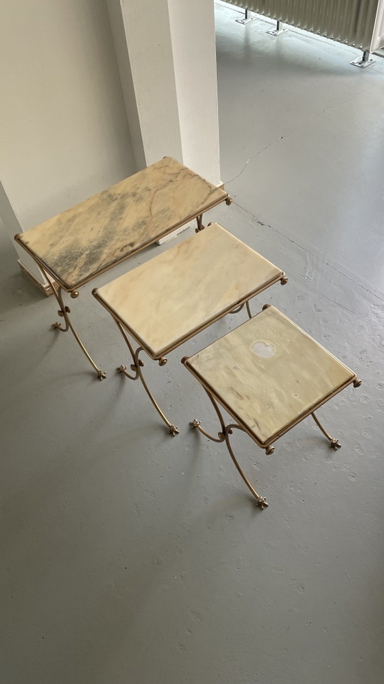 Set van 3 marmeren bijzettafels – Goud – Marble, Metal (photo 4 of 5)