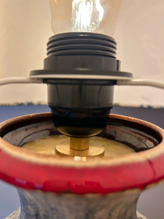 Image 1 of Striking table lamp with dragon shade - upcycled from a Fat Lava vase by Bay