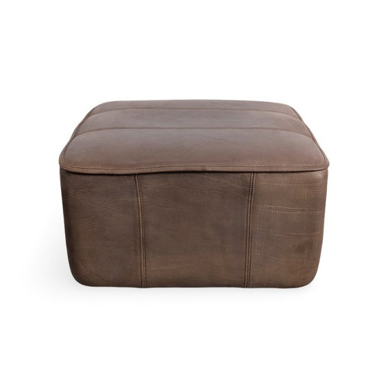 Image 1 of 2x Original Mid Century de Sede Ottoman Stools, Buffalo Leather, Brown