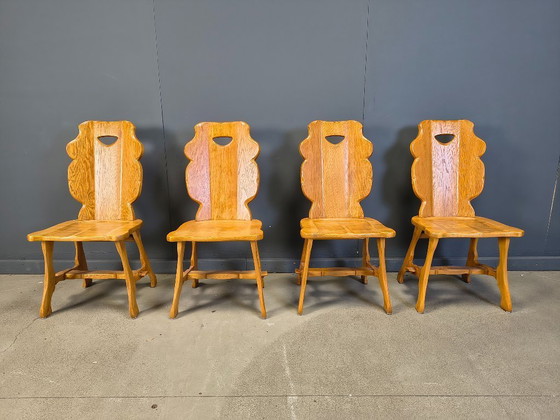 Image 1 of Chaises de salle à manger rustiques vintage, ensemble de 4 - années 1960