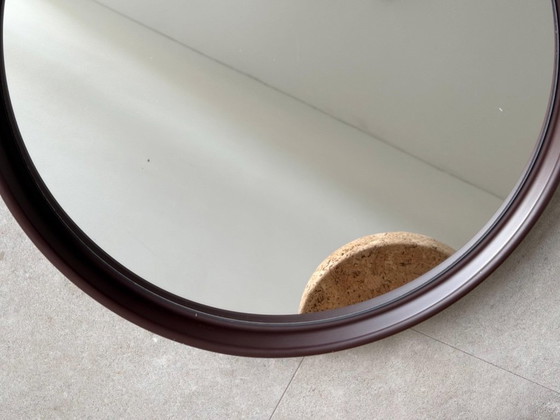 1x Ronde Vintage Space Age Spiegel Met Een Bruine Plastic Rand – Glass (photo 4 of 5)