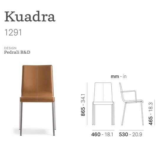 Image 1 of 4 x Pedrali Kuadra 1291 leer + staal