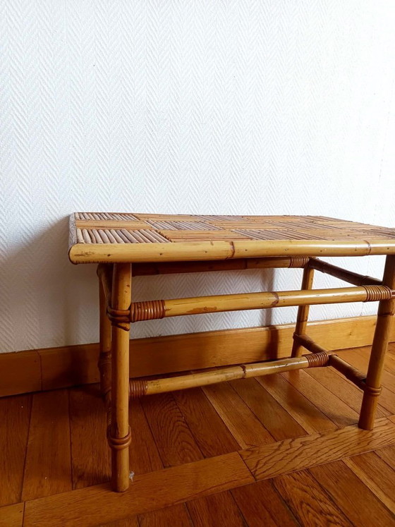 Vintage 1960s Audoux Minet style bamboo coffee table (photo 8 of 10)