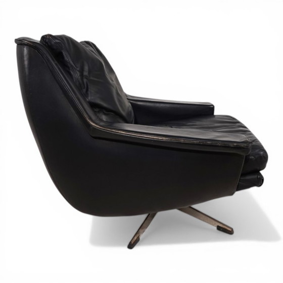 Image 1 of ESA 802 Black Leather Lounge Chair by Werner Langenfeld, 1970