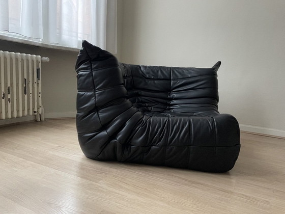 Image 1 of Identical Replica Ligne Roset Togo Sofa – Black Leather – 100% Italian Leather