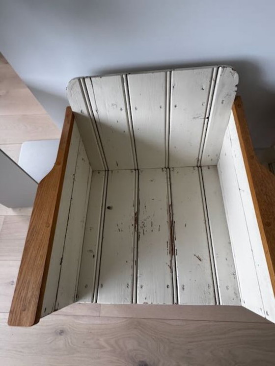 Image 1 of 2 low Piet Hein Eek bucket chairs/armchairs made of reclaimed wood, white