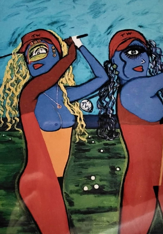 Image 1 of T. van Steenbergen "Playing Golf" 70 x 100 cm